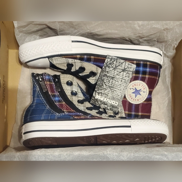 Converse Chuck Taylor All Star Dual Zip Hi Plaid, New In Box! W5.5/Youth 4 & 4.5 - Picture 10 of 12
